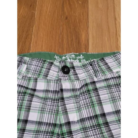 Roadblock Boys Plaid Cargo Shorts Size (5/6) Green Black White Adjustable Waist - Picture 3 of 6